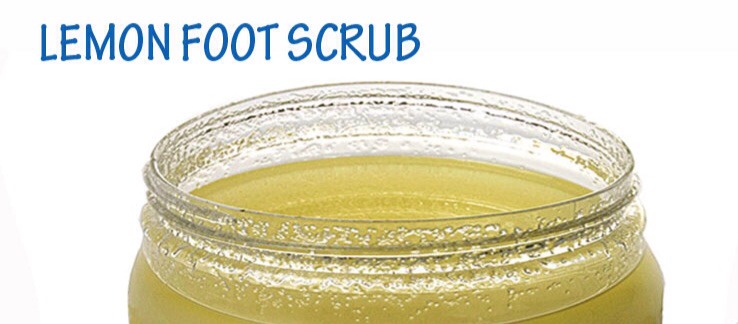 
LEMON SCRUB

Ingredients:
*  1 tbsp freshly squeezed lemon
* 1 tbsp sea salt or Epsom salt

Massage the scrub into your feet and leave for about 5-10 minutes. Rinse with warm water to soften and rejuvenate your feet