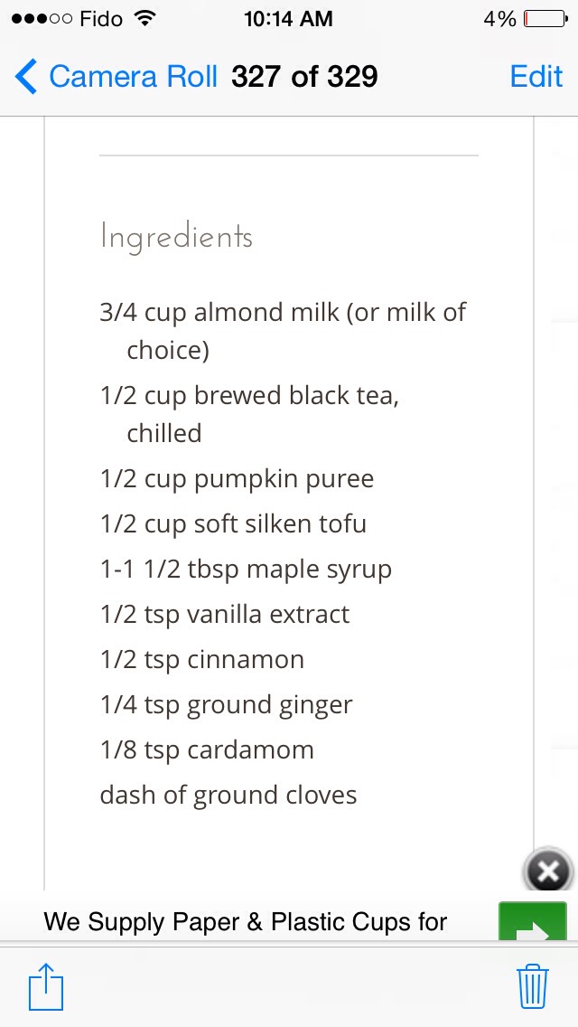 Pumpkin Chai Breakfast Smoothy 