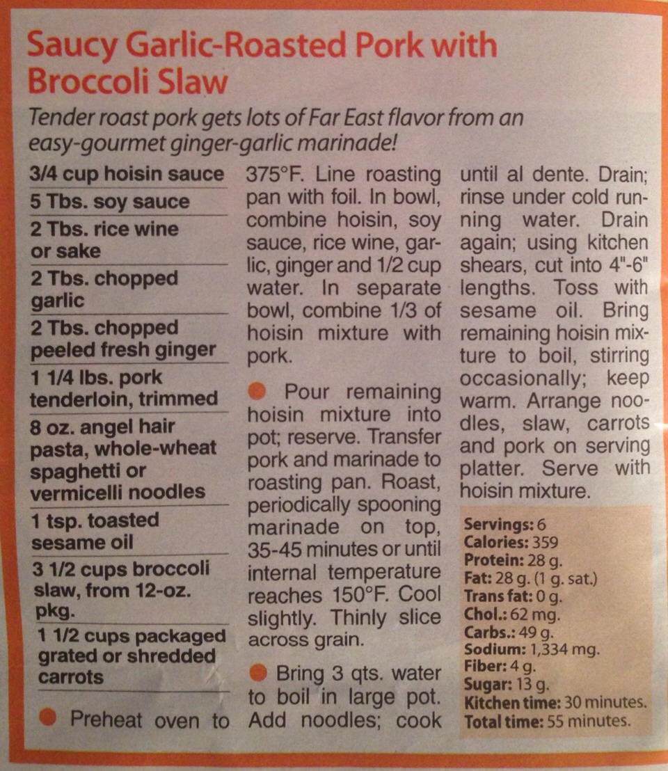 Saucy Garlic-Roasted Pork With Broccoli Slaw