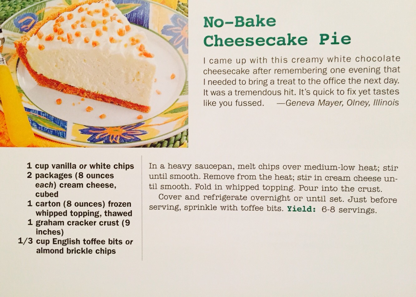 No Bake Cheesecake Pie!! 😋😋