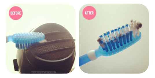 Bonus! Use an old toothbrush to clean out your clogged hairdryer.