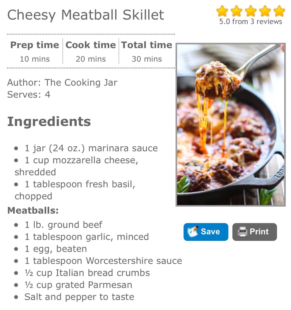 Cheesy Meatball Skillet.