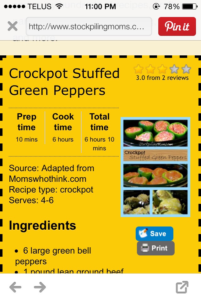 Crock Pot Stuffed Green Peppers