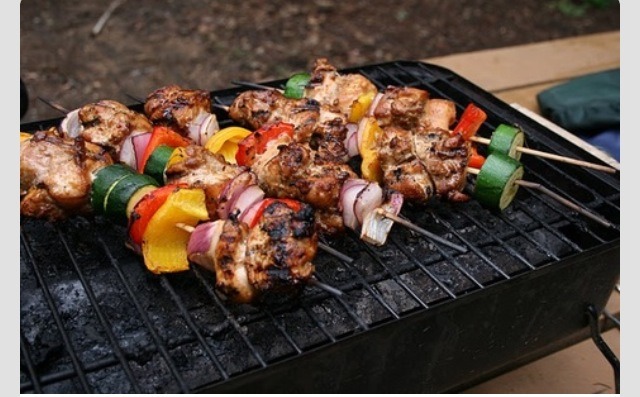 Shish kabobs are also great to cook over an open flame!