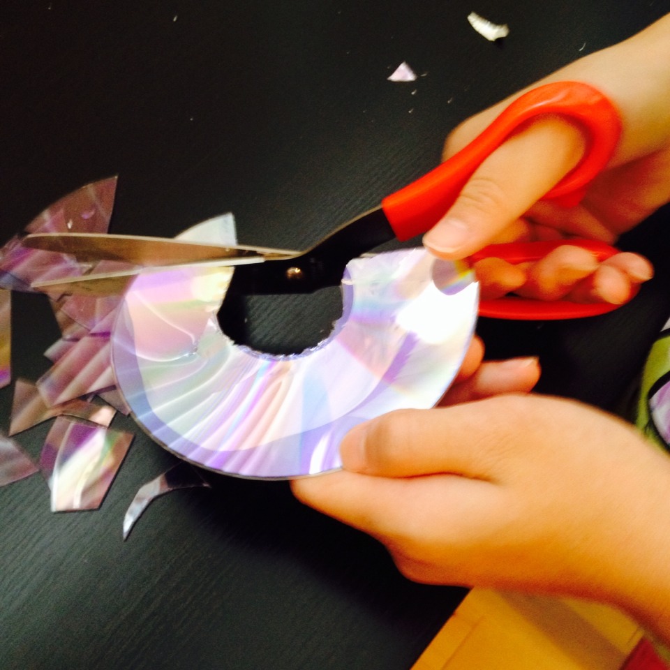 Now cut the CD into random pieces