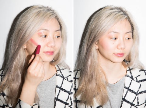 On days when you don't want to mess with your whole makeup regimen, use lipstick to add a little color to your lips, cheeks, and eyes.