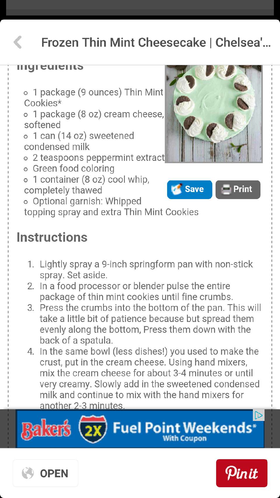 Frozen thin mint cheesecake 