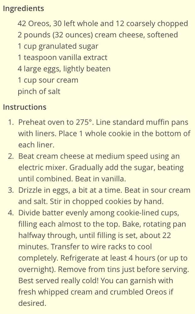Cookies And Cream Cheesecakes Recipe 