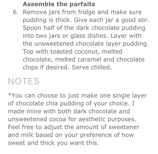 Samoa chia pudding parfait 
