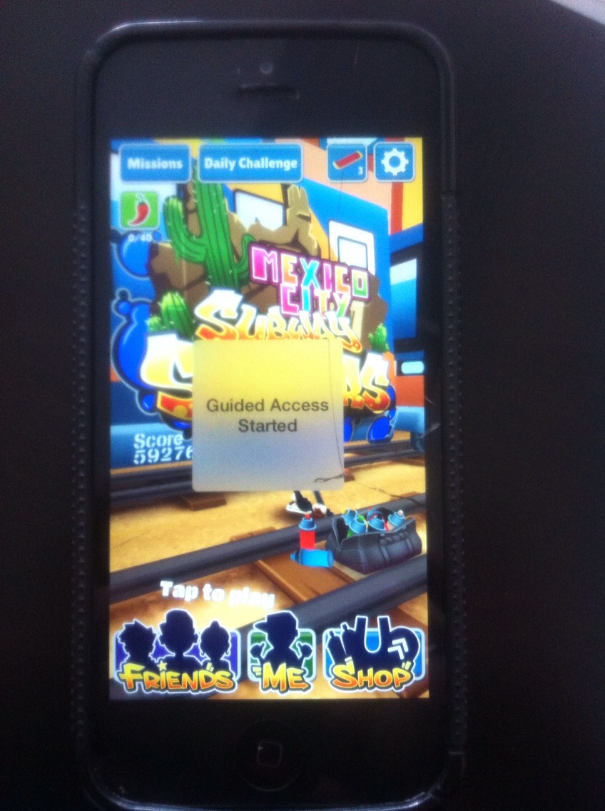 Once you have triple clicked on the home button it should start the guided access if not on the top right hand corner it should say start click this to start the guided access locking the app and not allowing the child to come off the app