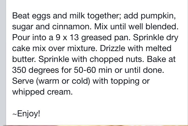Pumpkin Pie Cake. 