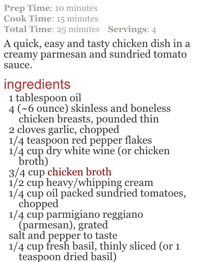 Healthy Chicken In A Creamy Parmesan Sun Dried Tomato Sauce!