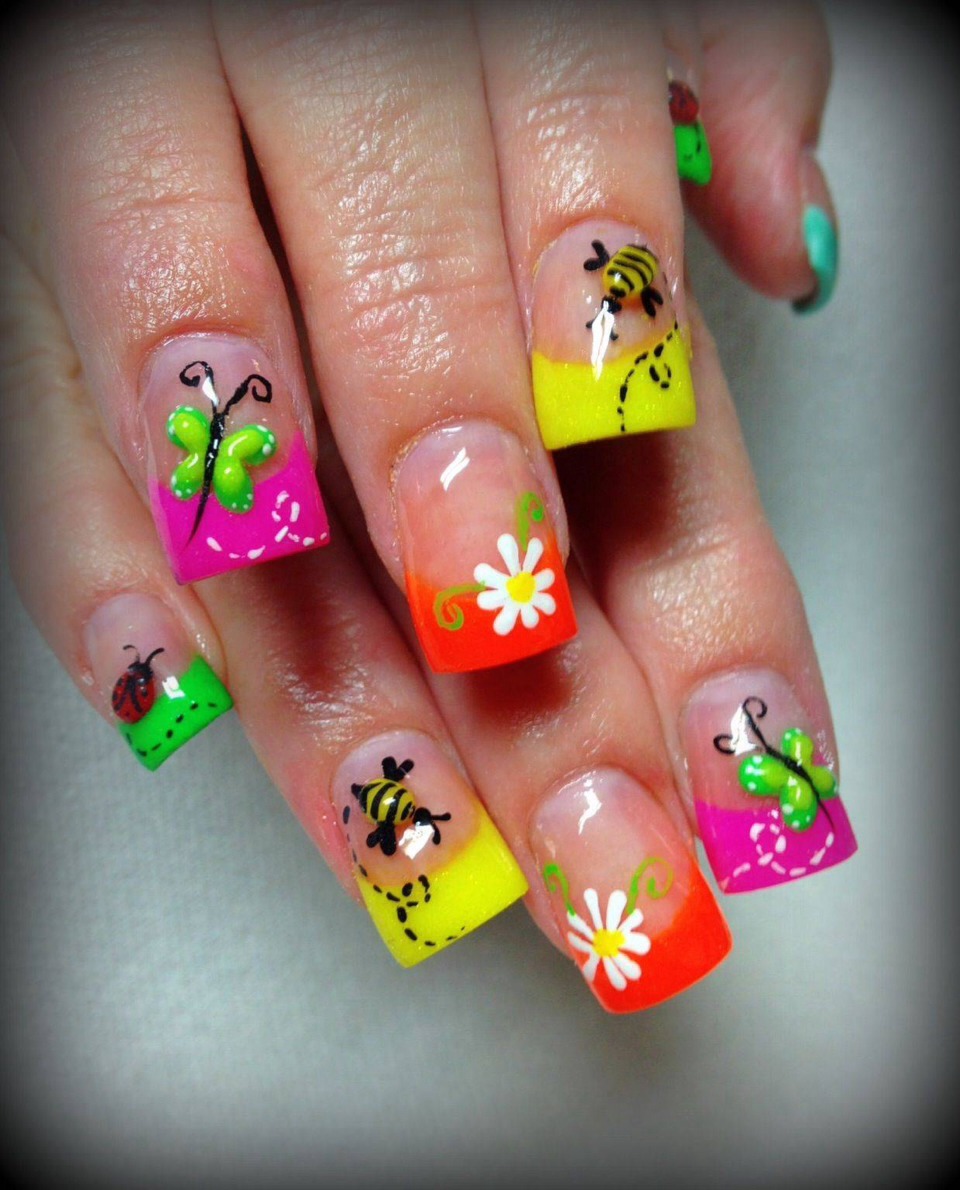 Beautiful and colorful summer nail art! Awesome and super fun!