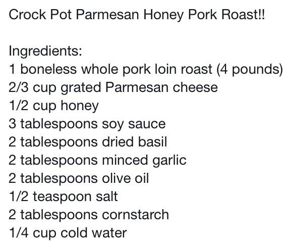 Crock Pot Parmesan Honey Pork Roast! 