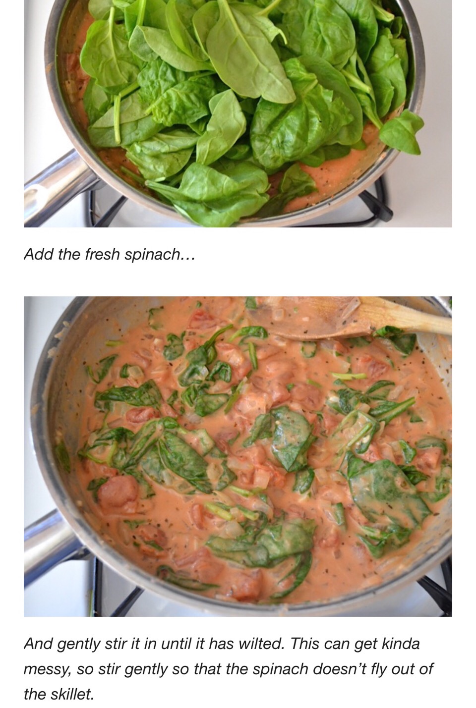 Creamy Tomato Spinach Pasta