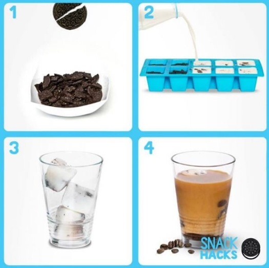 Freeze milk and Oreos in an ice tray for iced Oreo coffee!