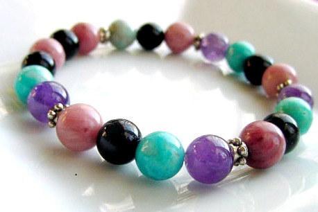 This anxiety bracelet.Built with different semiprecious stones said to help with stress and anxiety, fiddling with the beads on this can also be relaxing. By Cheryl’s Healing Gems