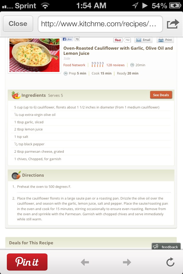 Oven Roasted Cauliflower Great Healthy Side Dish