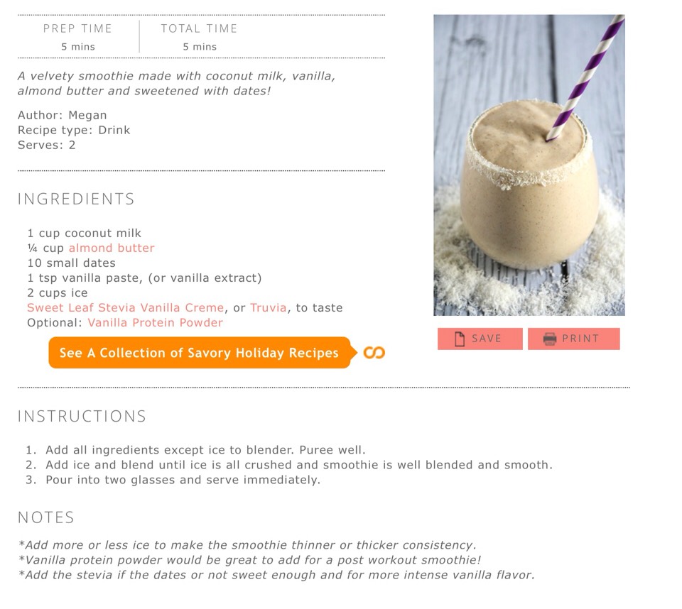 COCONUT, VANILLA & ALMOND BUTTER SMOOTHIE