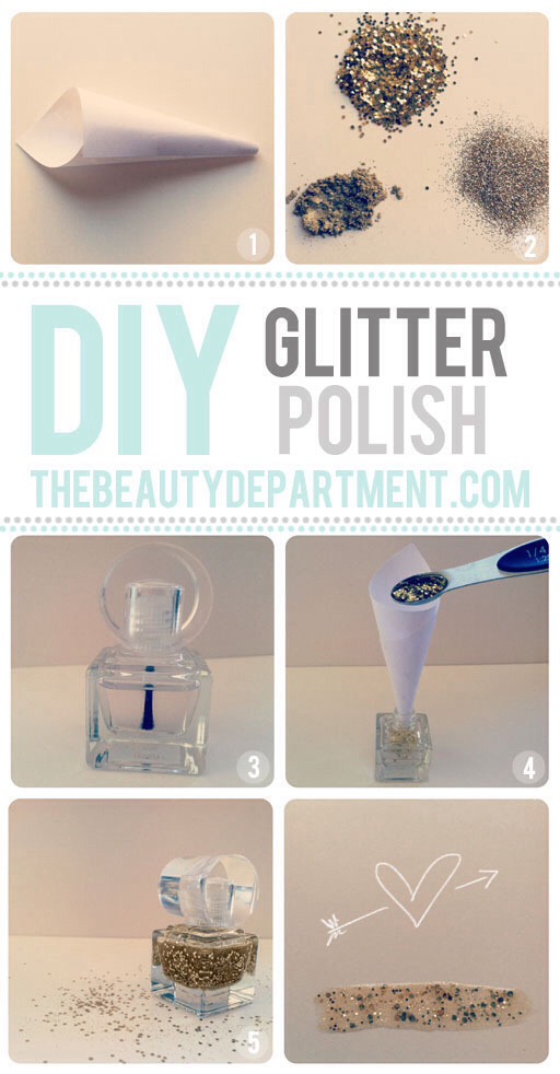Make your own unique glitter polish! Much cheaper than buying one!