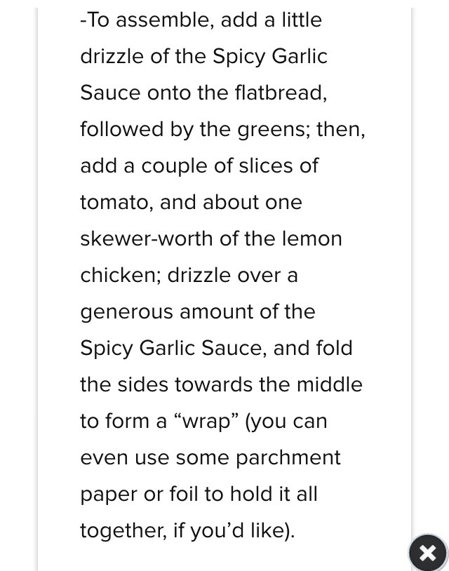 DELICIOUS GRILLED LEMON CHICKEN FLATBREAD WRAPS WITH SPICY GARLIC SAUCE!