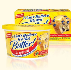 2. Replace your butter with margarine, light margarine if you can. Butter has so much fat, and one small teaspoon is over 100 calories!!! In my experience, I Cant Believe It's Not Butter is just as good.