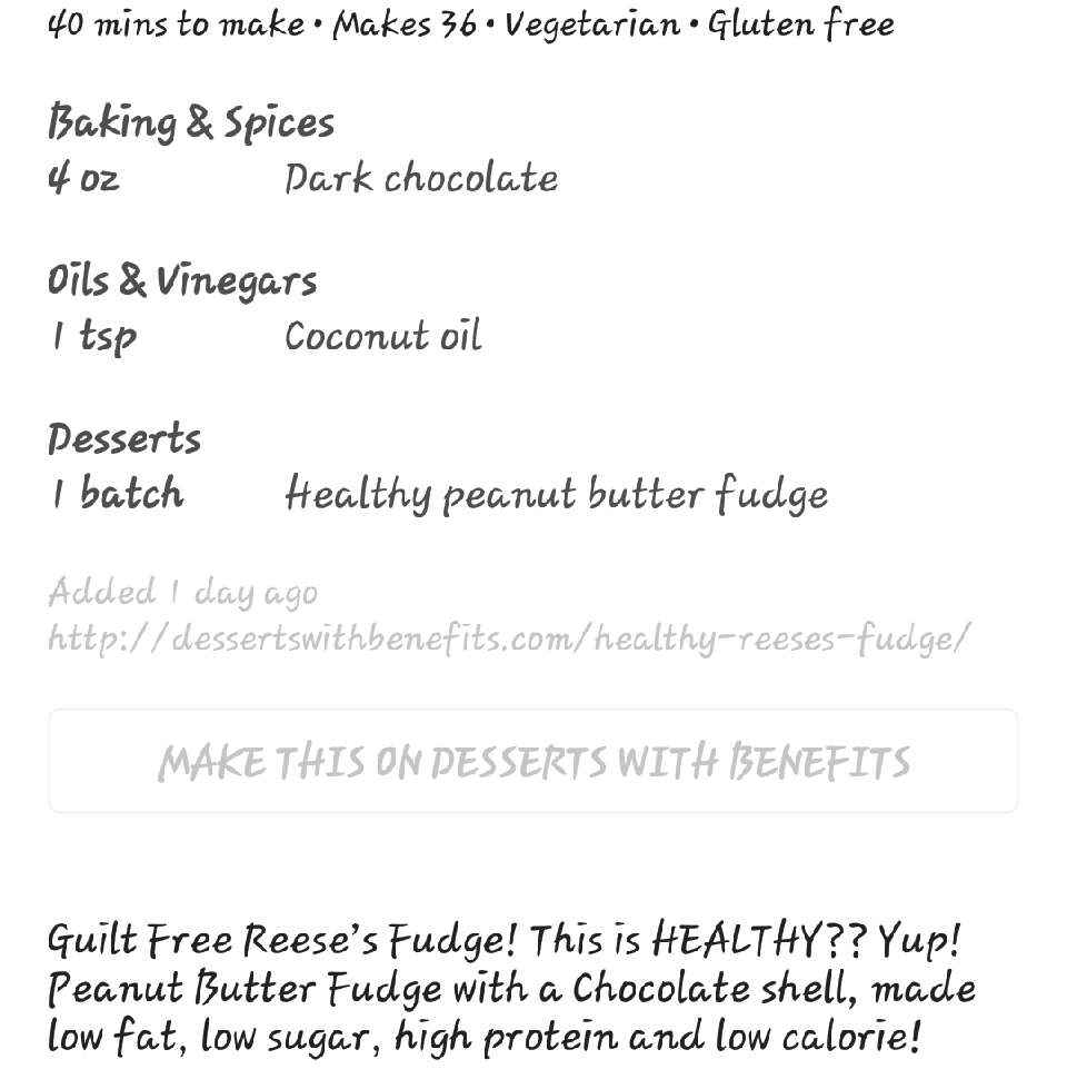 Guilt Free Reeses  Fudge !!!