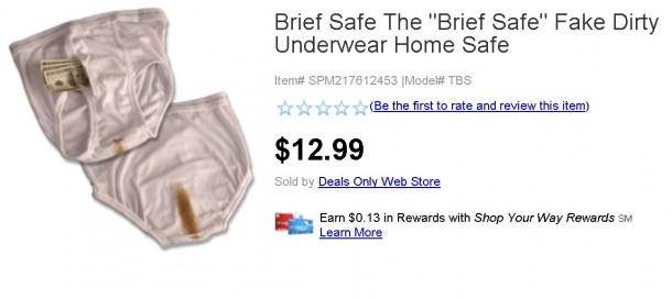 Dirty underwear is something no one wants to come in contact and this is the idea which has been employed when designing this brief safe. The underwear has been stained on purpose and one may place the valuables in it.