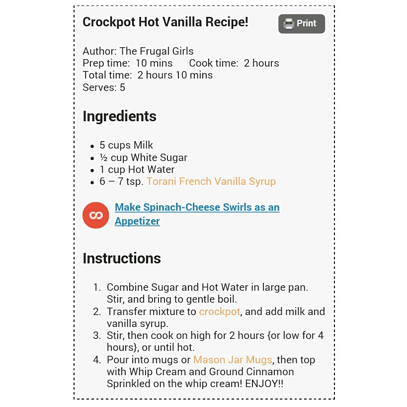 Crockpot Hot Vanilla Recipe!

