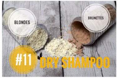 BLONDE VERSION | 

		½ Cup Oatmeal
		1 Tbsp Corn Starch
		Shaker (Purchased mine from dollar tree in pack of 2)
Pour your cup of oatmeal into a blender + pulse a few times to get a powder consistency.  Now in a small mixing bowl pour in your oatmeal + your corn starch + stir the ingredients together.  Spoon your dry shampoo into a shaker container + you’re ready to go.
