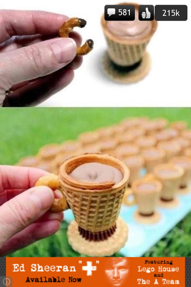 Finally, cut the side of the cheerio or the pretzel and put it on the side of the ice cream cone. It looks like you made yourself a little teacup filled with your favorite dessert!