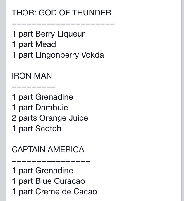 🌍🌎 The Avengers Cocktails🌎🌍