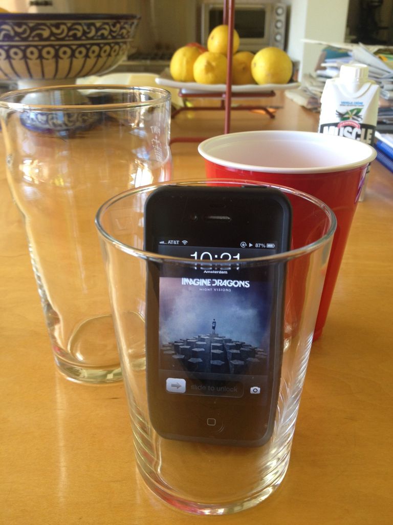 4. Put a cell phone in a cup, speaker side down, to increase volume.