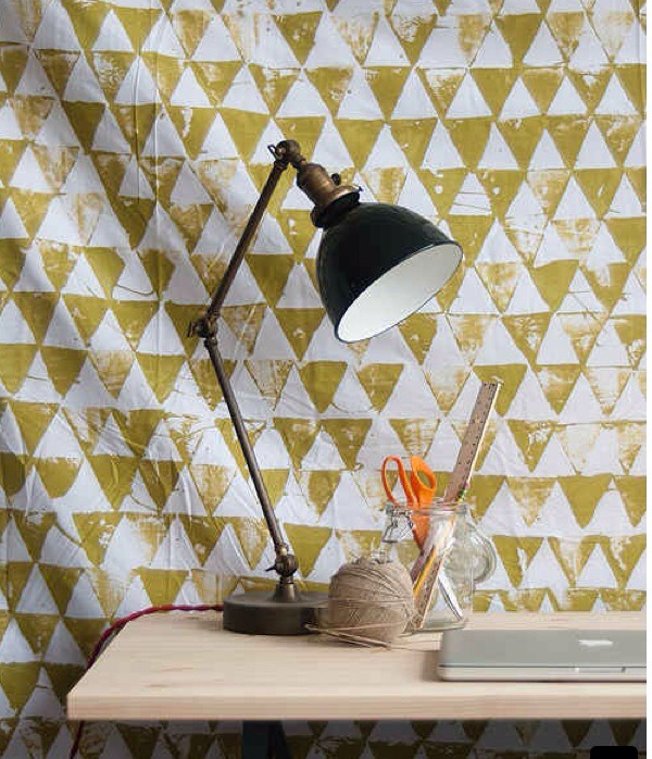 Transform an old bed sheet into a homemade geometric wall hanging
http://www.designsponge.com/2012/10/dorm-diy-geometric-wall-hanging.html