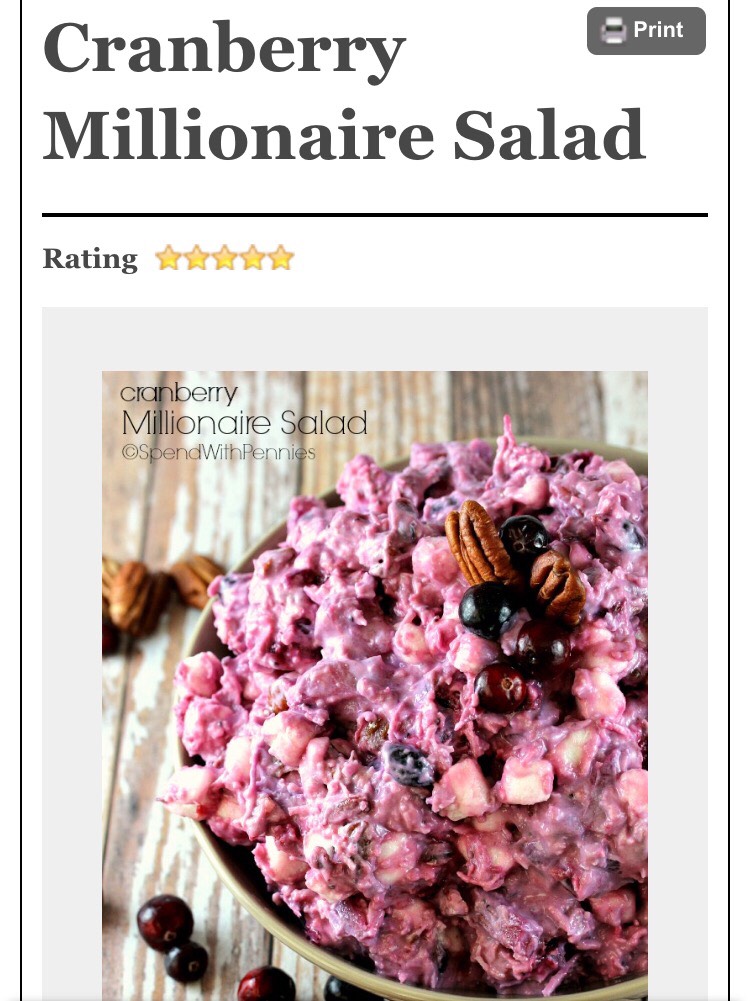 Cranberry Millionaire Salad.