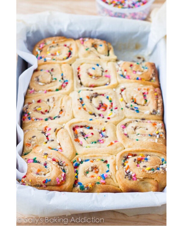 Cake Batter Cinnamon Rolls!!