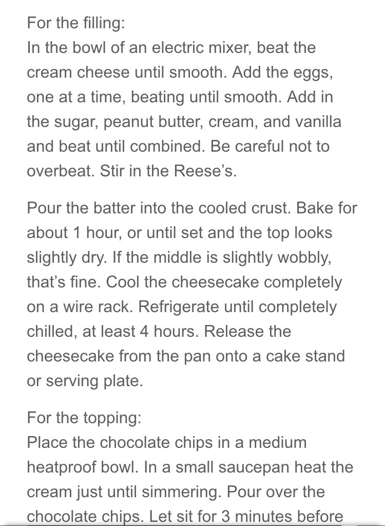Peanut Butter Cup Cheese Cake