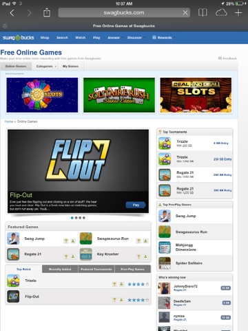 Swagbucks offers a variety of games for everyone and playing games is a super quick way to earn points for cash!!