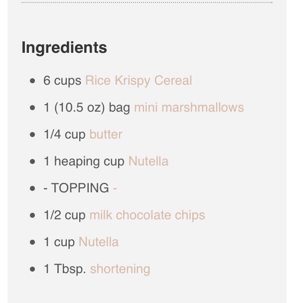 " Nutella Rice Krispies Treats "