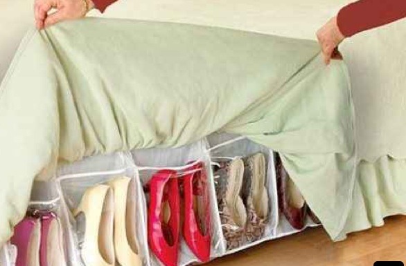 Store your shoes in your bed skirt
Not only is it unexpected storage space, but it hides your shoe horder shame!