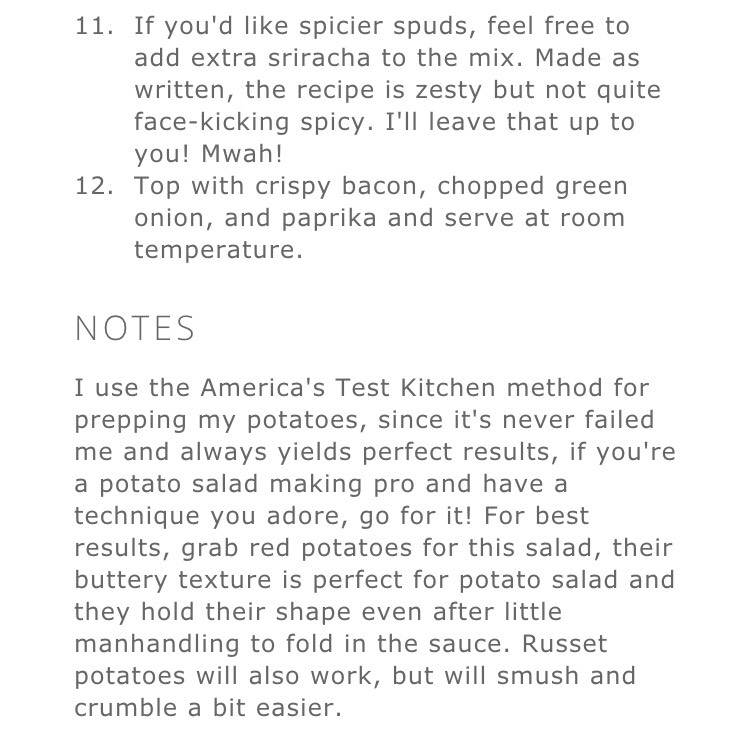 ❤️Bacon Sriracha Potato Salad❤️