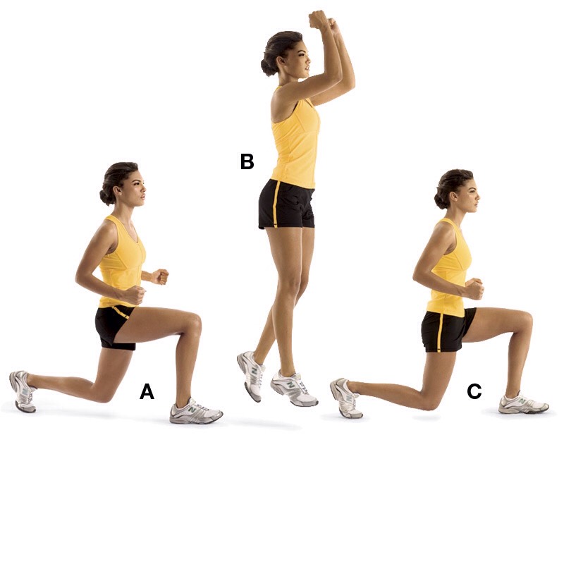30 jumping lunges