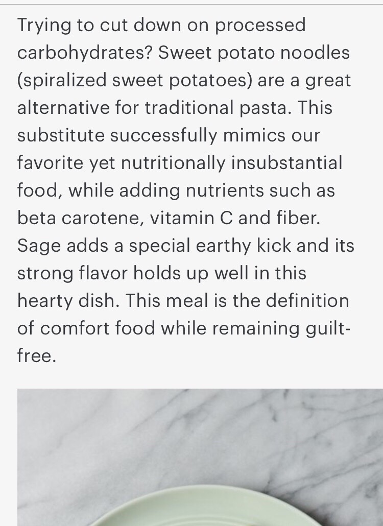 Sweet Potato Noodles With Sage Brown Butter Sauce
