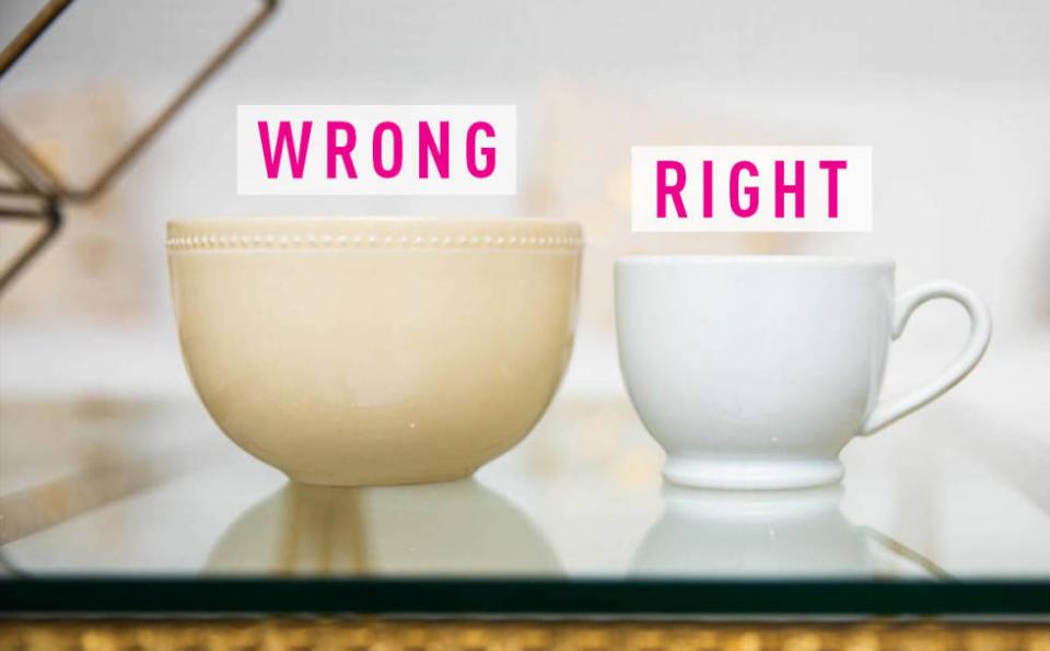 7. You eat cereal in a bowl. Because most bowls hold more than one serving of cereal, it's easy to over-serve yourself. Teacups are smaller and therefor hold less cereal. And just like when you eat out of a bowl, you can always refill it if you're still hungry when you get to the bottom.