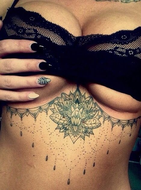 Beautiful Under Breast Tattoo Designs