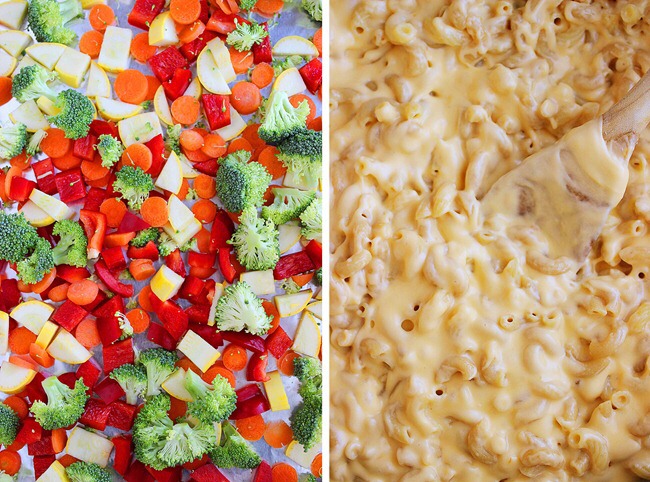 Spicy Roasted Vegetables Macaroni And Cheese (Stringy Cheese How U Weaken My Knees)


