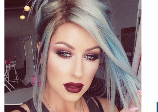 19. Warm cranberry smokey eye, dark brick red lip. 