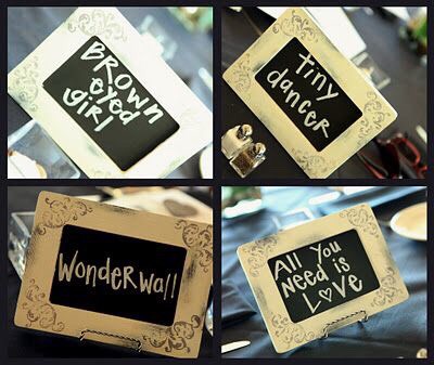 Place chalkboards on all the reception tables. When that song is played, they're free to get up and eat. How clever!