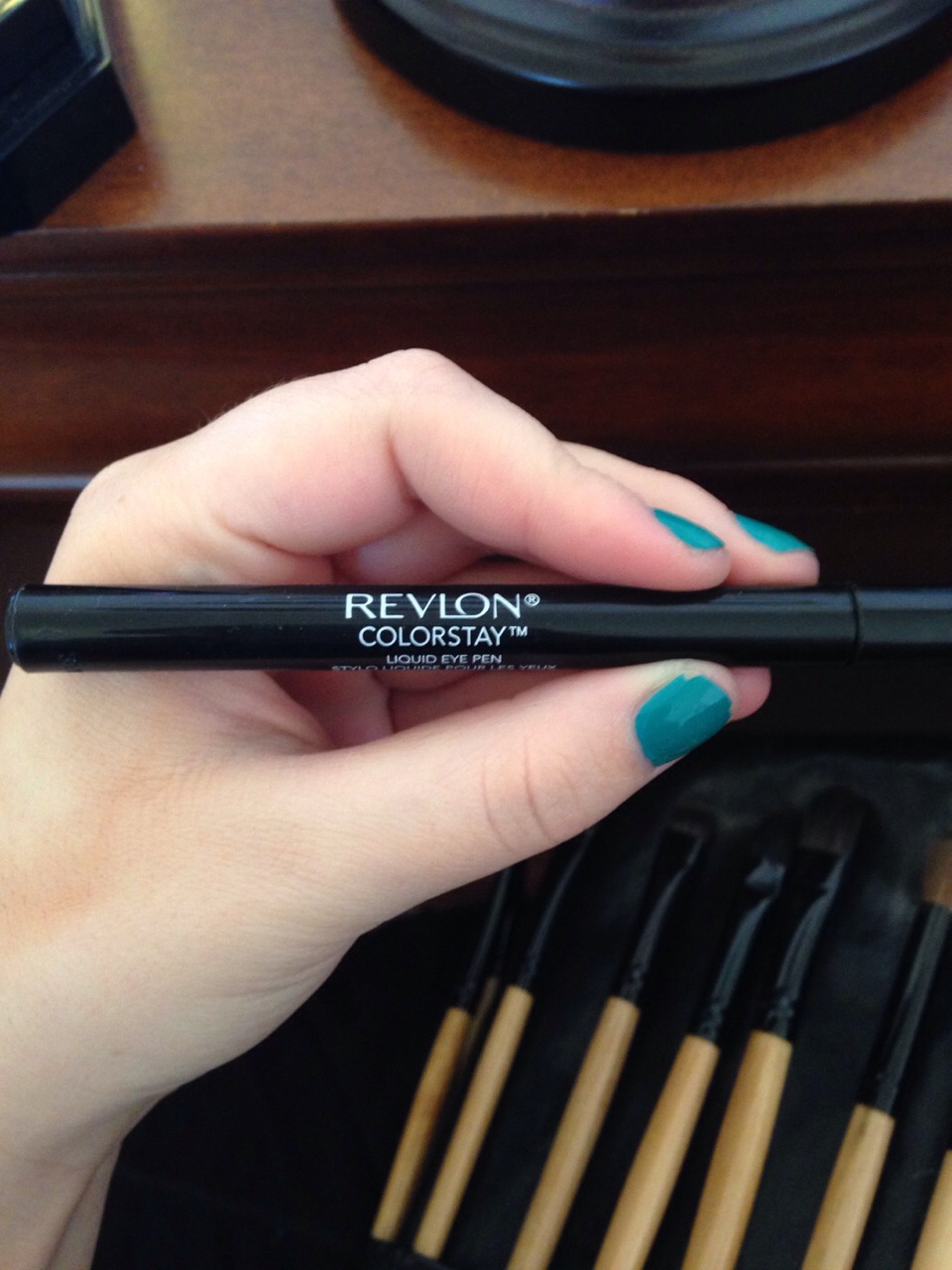Use this on the top lip and half of the bottom lid or water line. (I would use a pencil for the water line) I also do a very thin eyeliner day to day