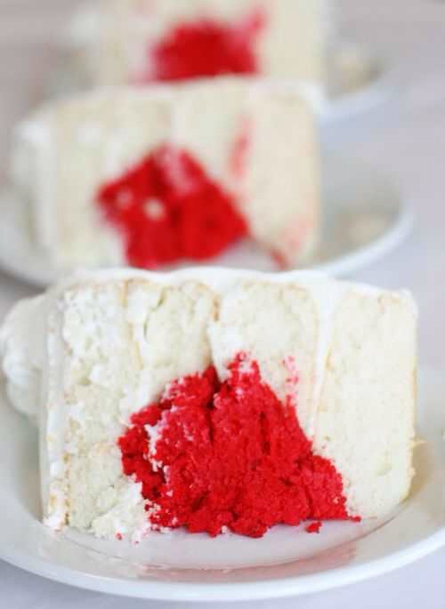 Surprise Heart Cake Tutorial. Includes Recipes For White Cake, Red Velvet Cake And White Frosting.